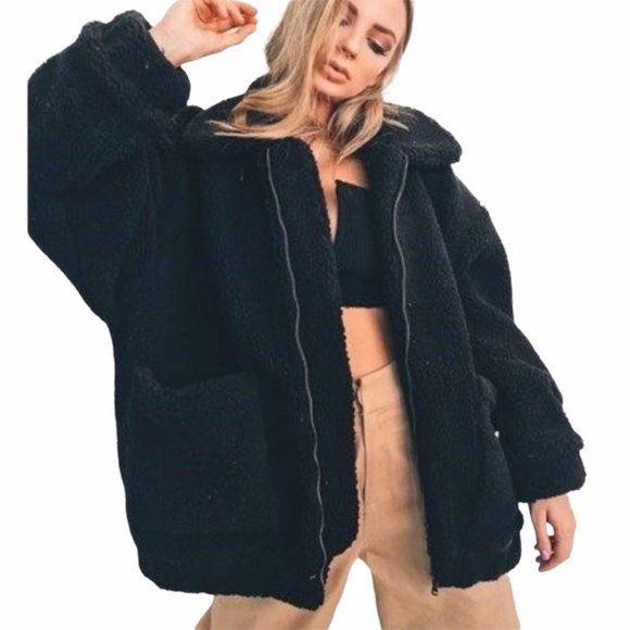 I.AM.GIA Jackets & Blazers - I.AM.GIA P Pixie Black Teddy Zip Jacket Small